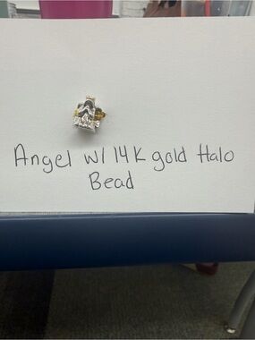 Pandora Retired Divine Angel 14K Gold Halo Charm 791770 Sterling Silver